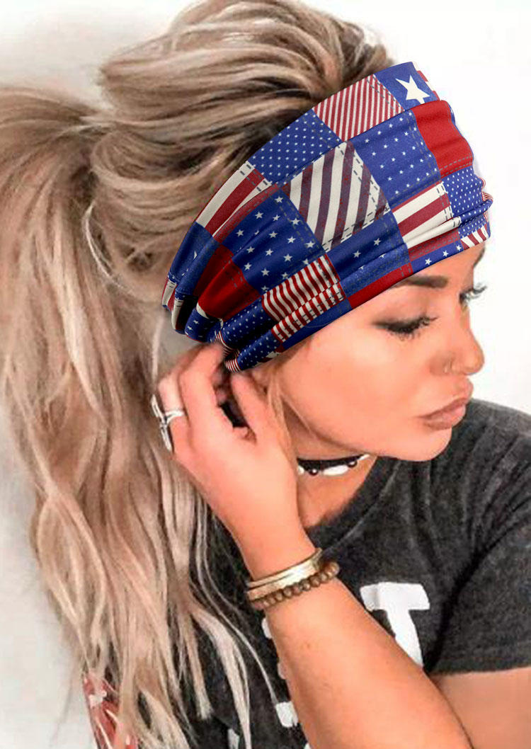 

Striped Star Plaid Yoga Wide Headband, Multicolor, 533752