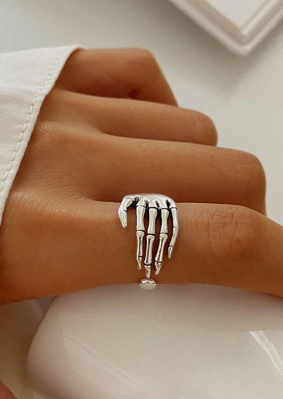 

Skeleton Hand Alloy Ring, Silver, 533481