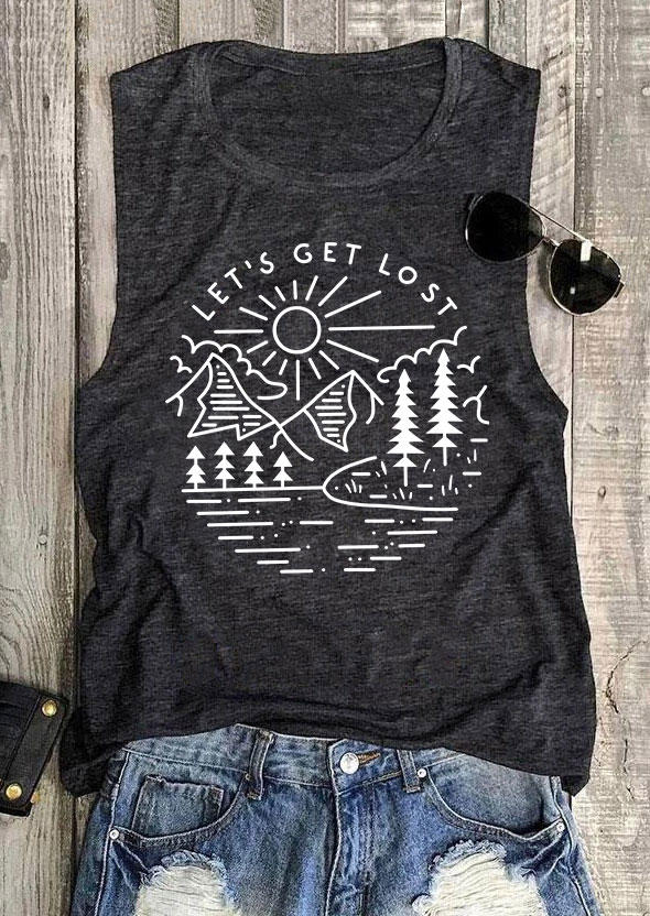 

Let's Get Lost Sun O-Neck Tank - Dark Grey, Gray, 533546
