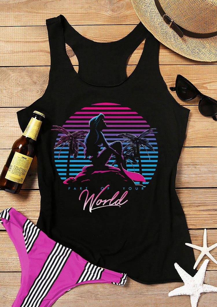 

Part Of Your World Coconut Tree Racerback Tank - Black, 533550