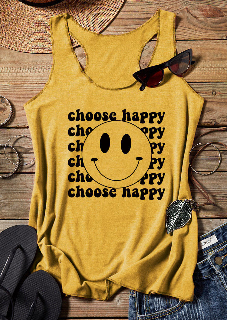 

Choose Happy Smiley Racerback Tank - Yellow, 533555