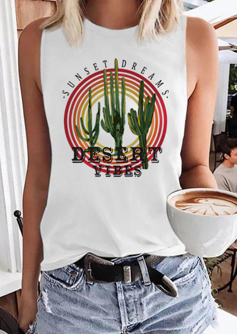 

Sunset Dreams Desert Vibes Cactus Tank - White, 533562