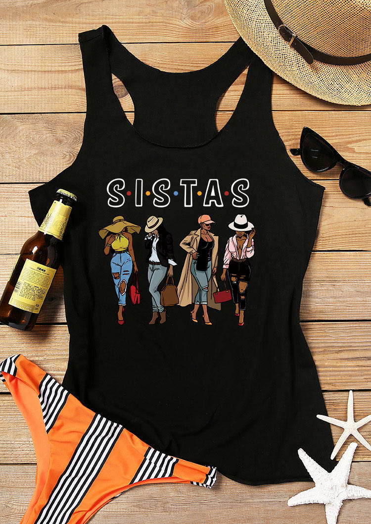 

Sistas O-Neck Racerback Tank - Black, 533571