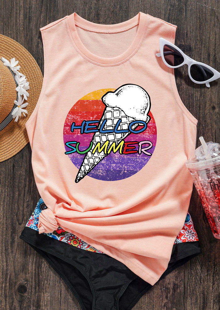 

Ice Cream Summer O-Neck Tank - Pink, 533614