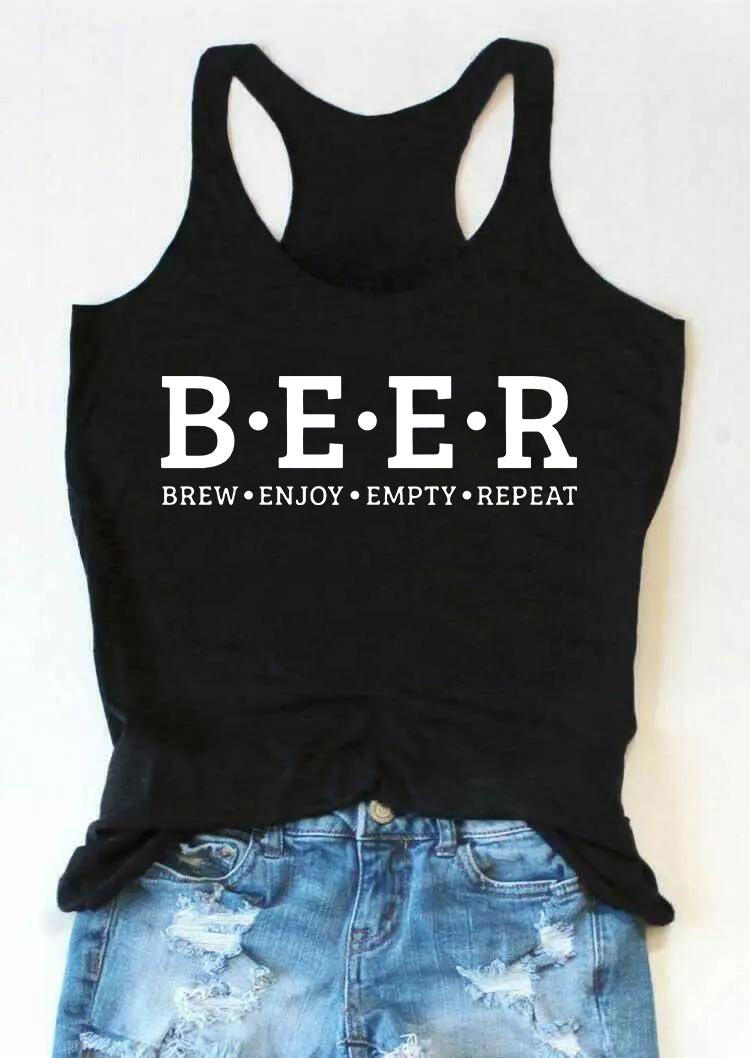 

Beer Brew Enjoy Empty Repeat Racerback Tank - Black, 533641