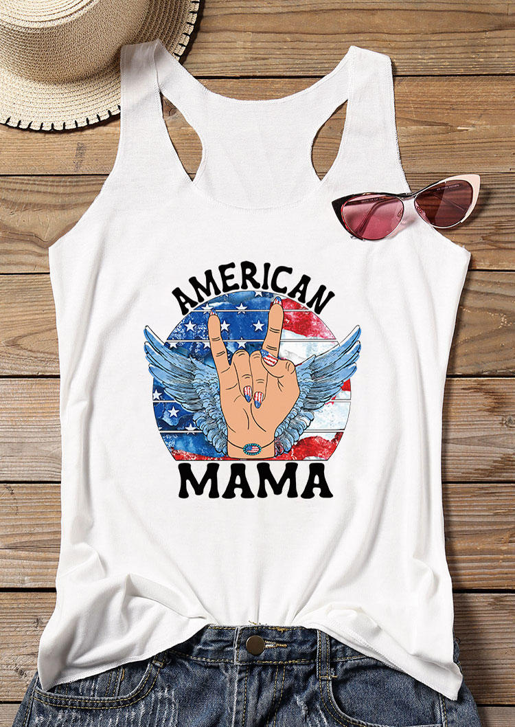 

American Flag Mama Wing Racerback Tank - White, 533647