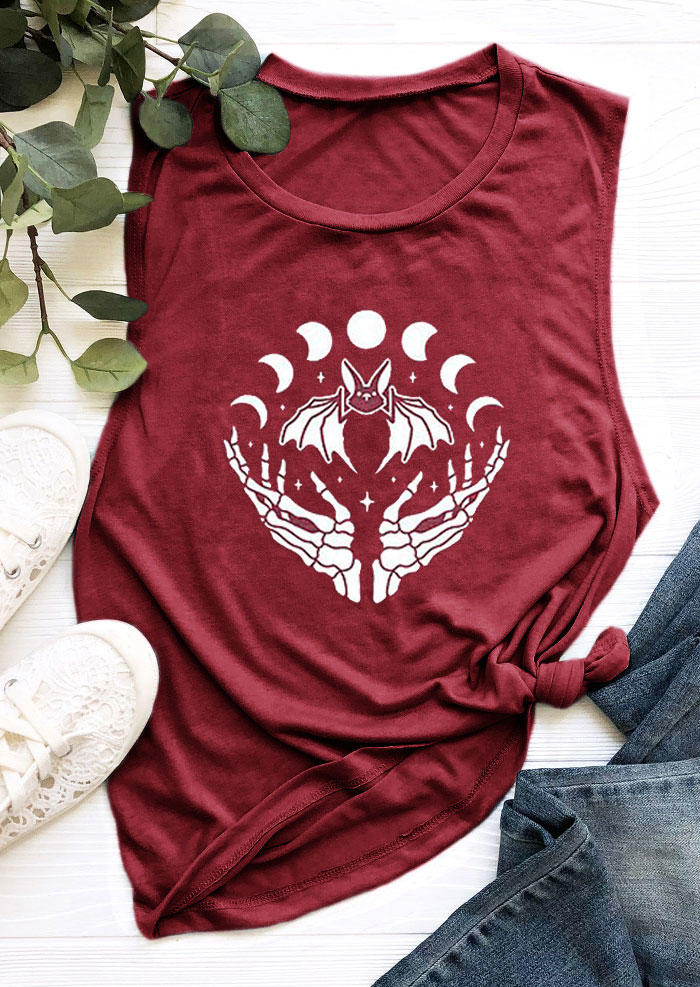 

Moon Star Skeleton Hand Tank - Burgundy, Red, 533653