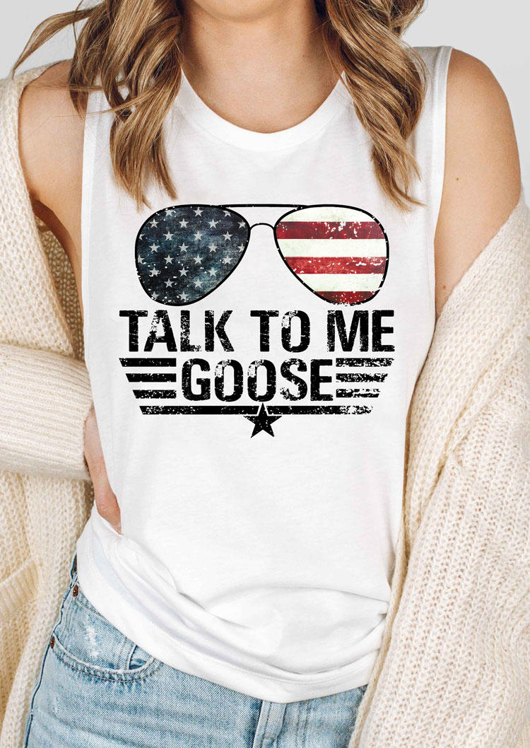 Talke To Me Goose American Flag Tank - White