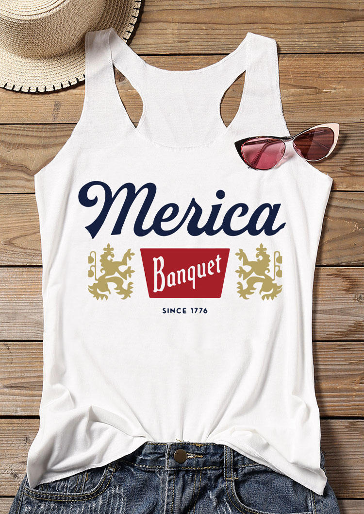 

Merica Banquet Since 1776 Racerback Tank - White, 533742