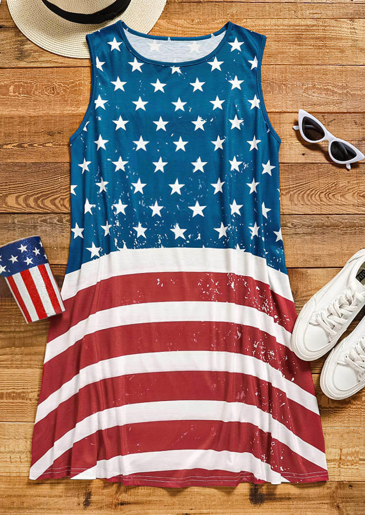 American Flag Sleeveless Mini Dress