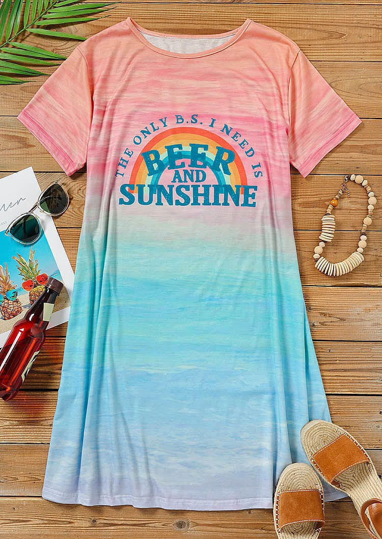 The Only B.S. I Need Is Beer And Sunshine Rainbow Mini Dress