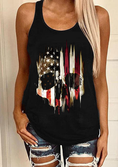 

Skull American Flag Racerback Tank - Black, 533430