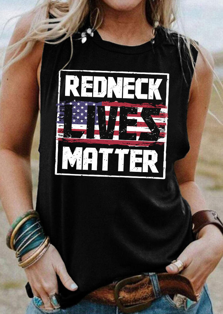 

American Flag Redneck Lives Matter Tank - Black, 533569