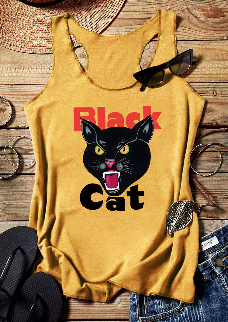 

Black Cat Racerback Casual Tank - Yellow, 533675