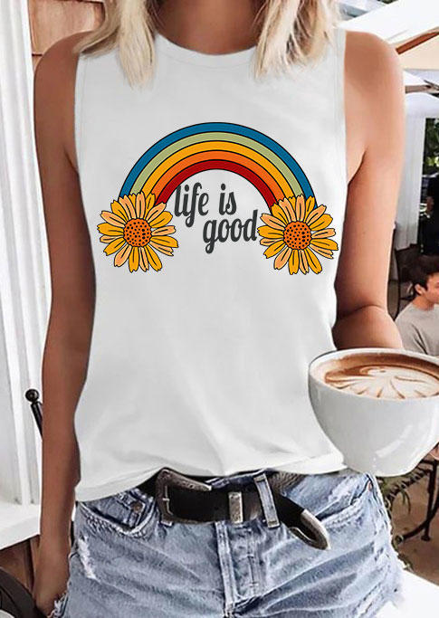 

Life Is Good Daisy Rainbow Tank - White, 533680