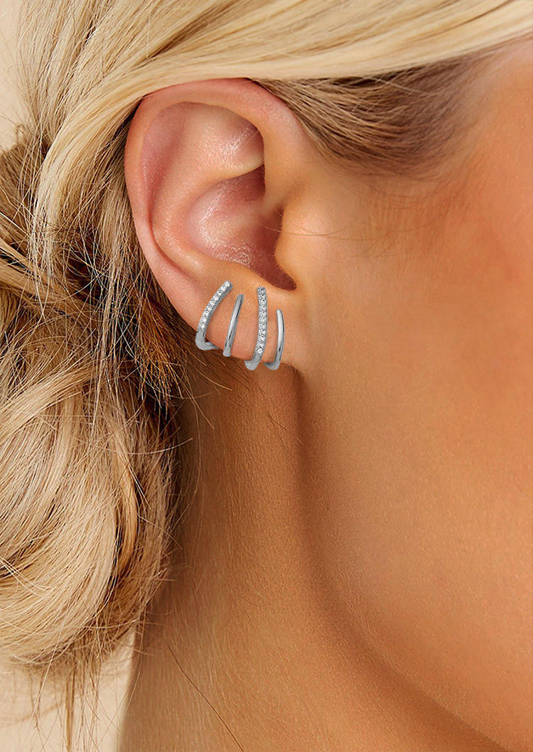 

Rhinestone Alloy Ear Wrap Earrings, Silver, 533784