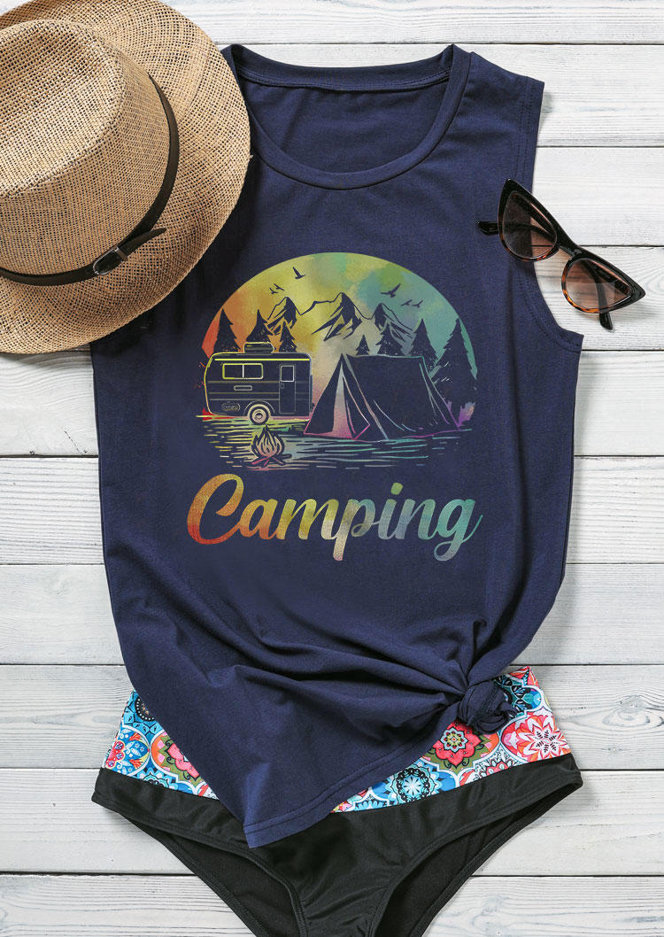 

Camping Mountain O-Neck Tank - Navy Blue, 533823