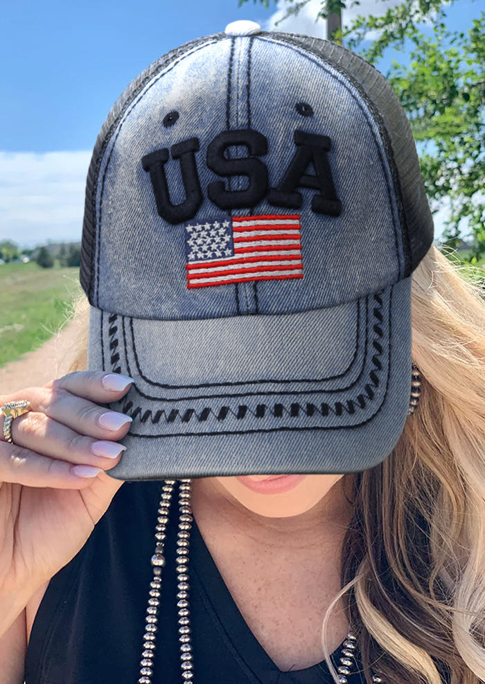 

American Flag USA Denim Baseball Cap, Multicolor, 533885