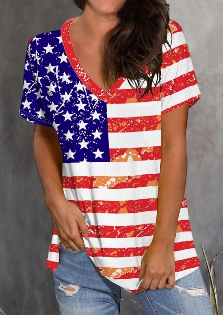 

American Flag Star Striped Blouse, Multicolor, 533929