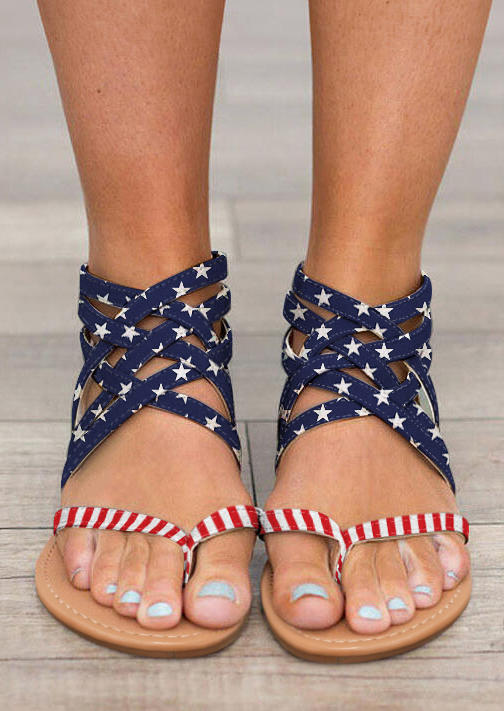 

American Flag Criss-Cross Sandals, Multicolor, 533953