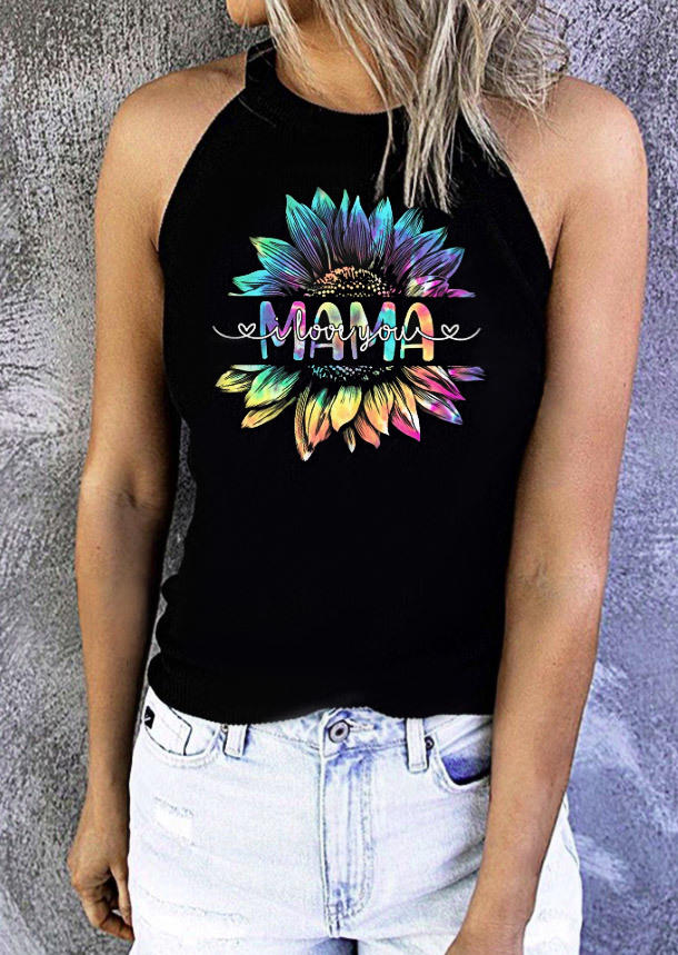 

Sunflower Tie Dye I Love Mama Tank - Black, SCM001238