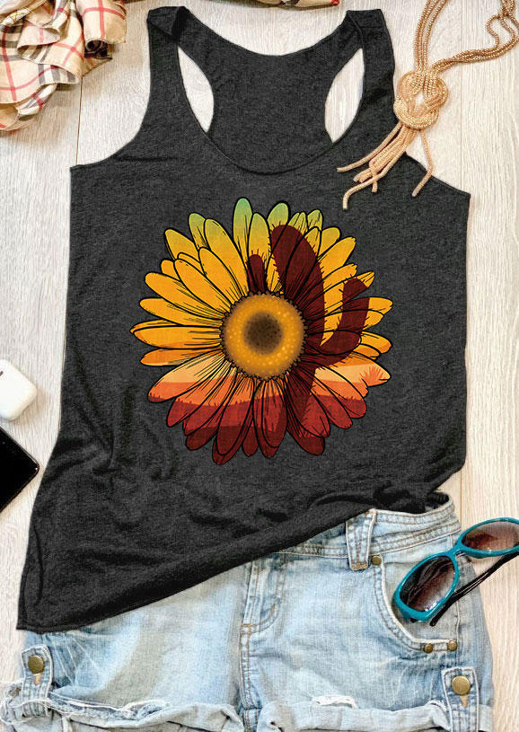 

Cactus Sunflower Racerback Tank - Dark Grey, 532734