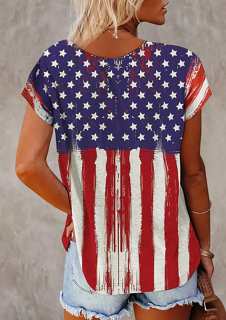 American Flag Star V-Neck Blouse