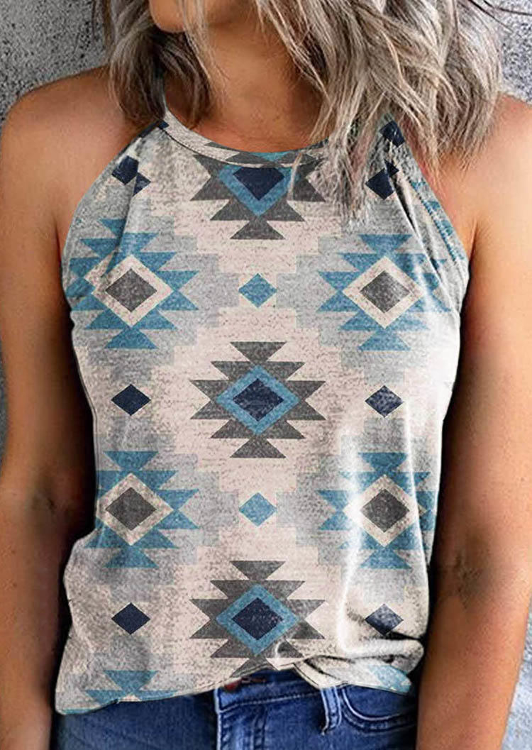 

Aztec Geometric Casual Camisole - White, 534063