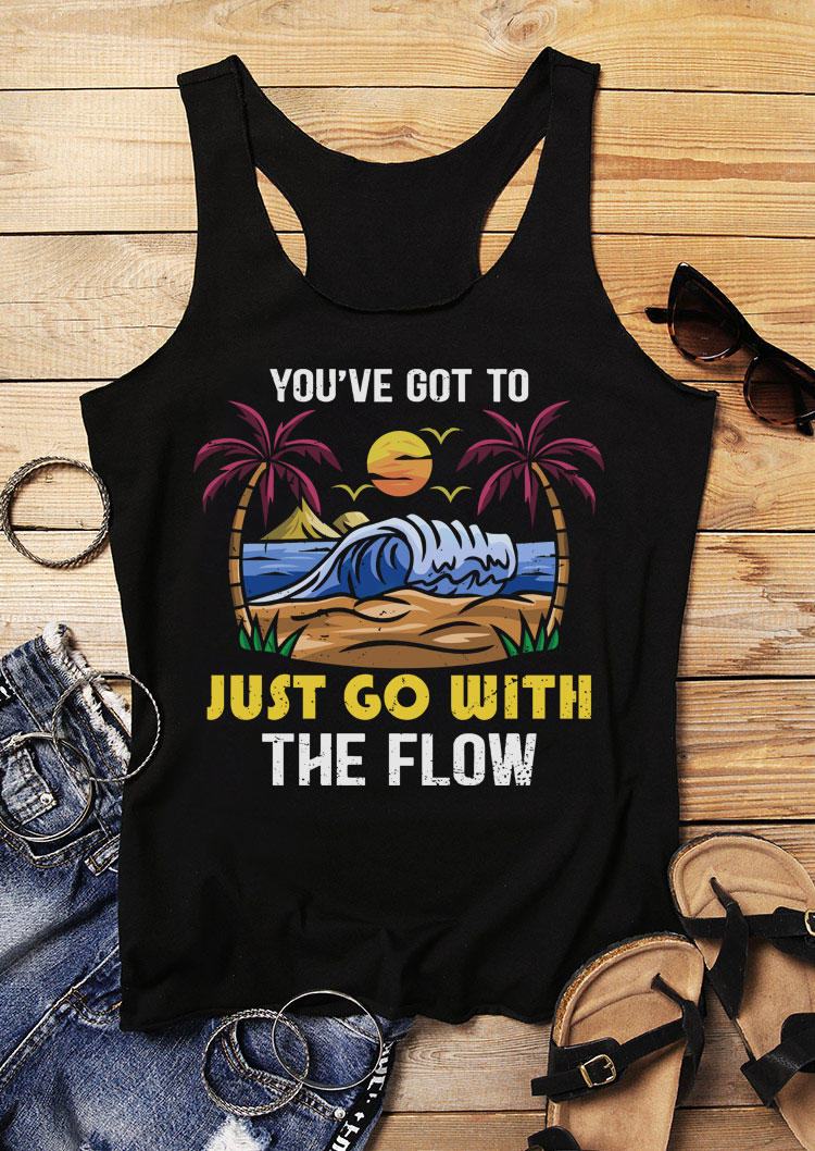 

You've Got To Just Go With The Flow Racerback Tank - Black, 533855