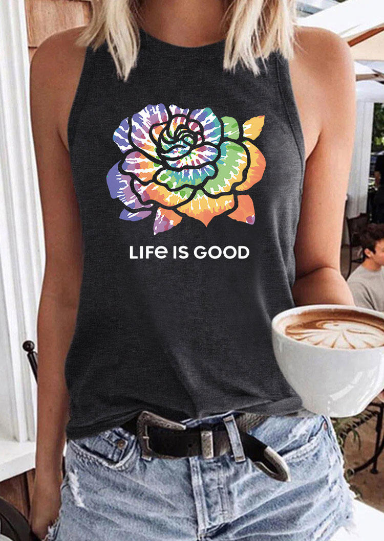 

Life Is Good Floral Tank - Dark Grey, 533861