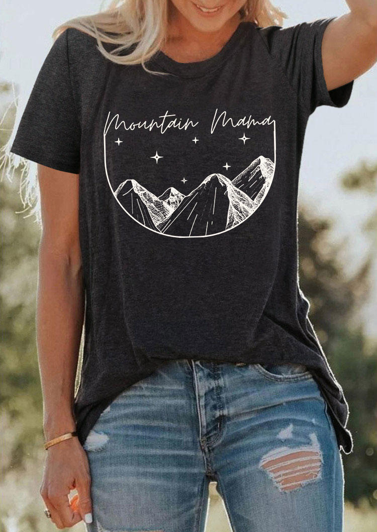 

Mountain Mama O-Neck T-Shirt Tee - Dark Grey, 533907