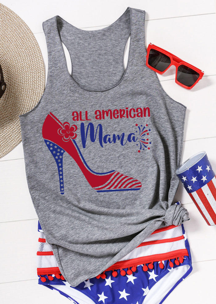 

All American Mama Racerback Tank - Gray, 533937