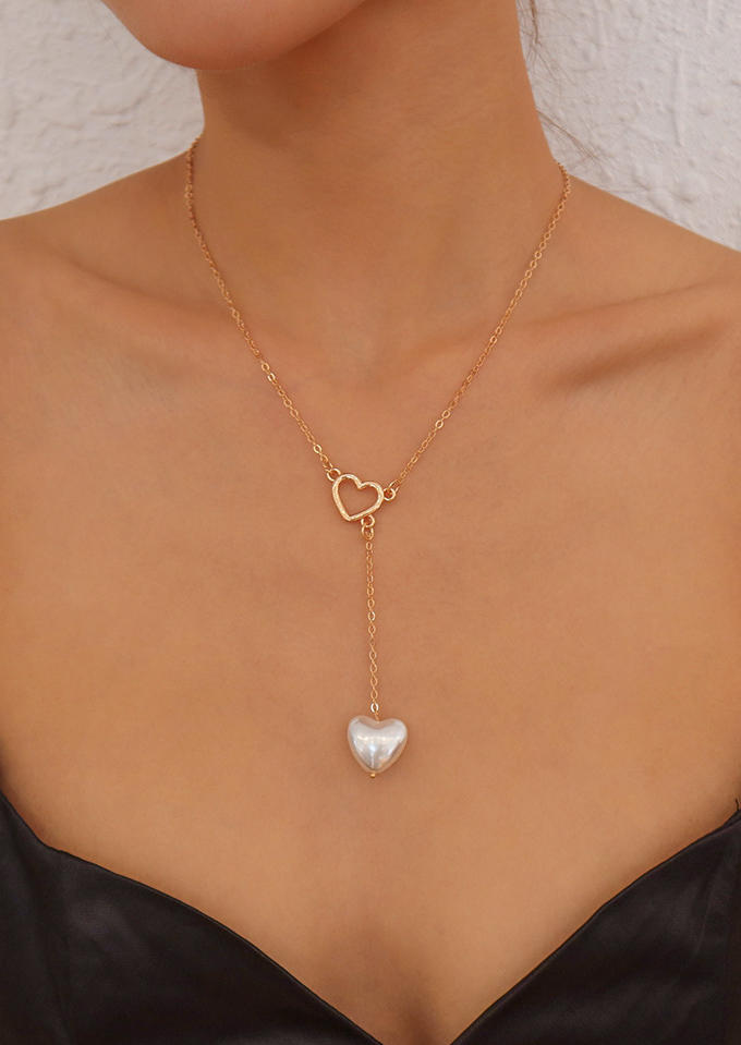 

Heart Alloy Pendant Necklace, Gold, 534187
