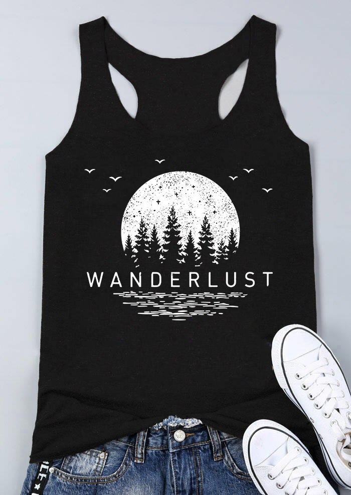 

Wanderlust Nature Adventure Camping Racerback Tank - Black, 534036