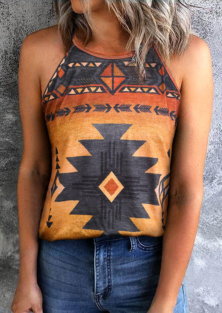 

Aztec Geometric Casual Camisole - Brown, 534054
