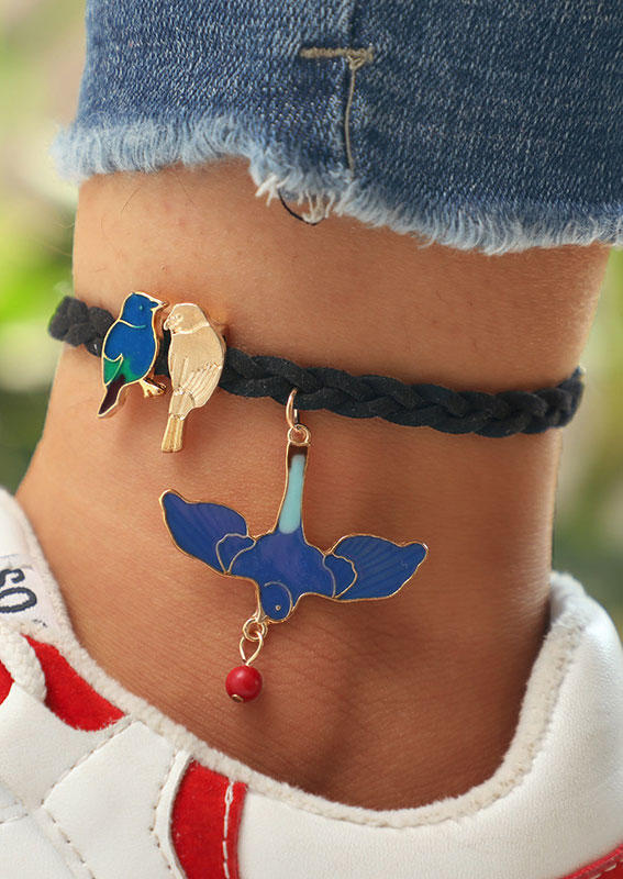 

Bird Beading Braid Alloy Anklet, Multicolor, 534236