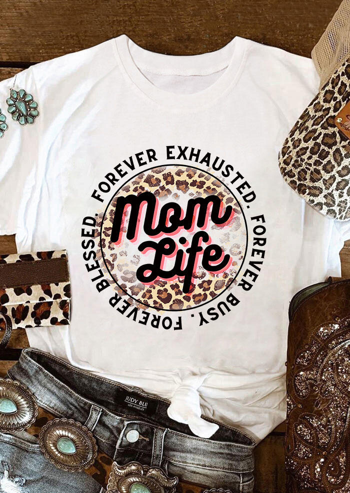 

Mom Life Leopard T-Shirt Tee - White, 534041