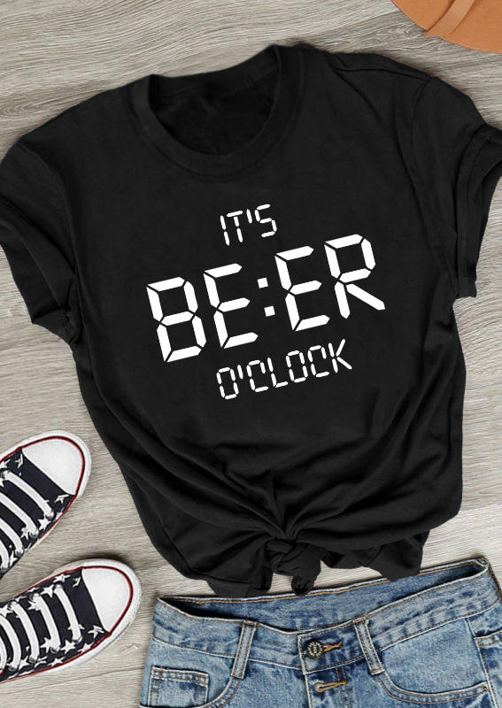 

It's Beer O'clock T-Shirt Tee - Black, 534103