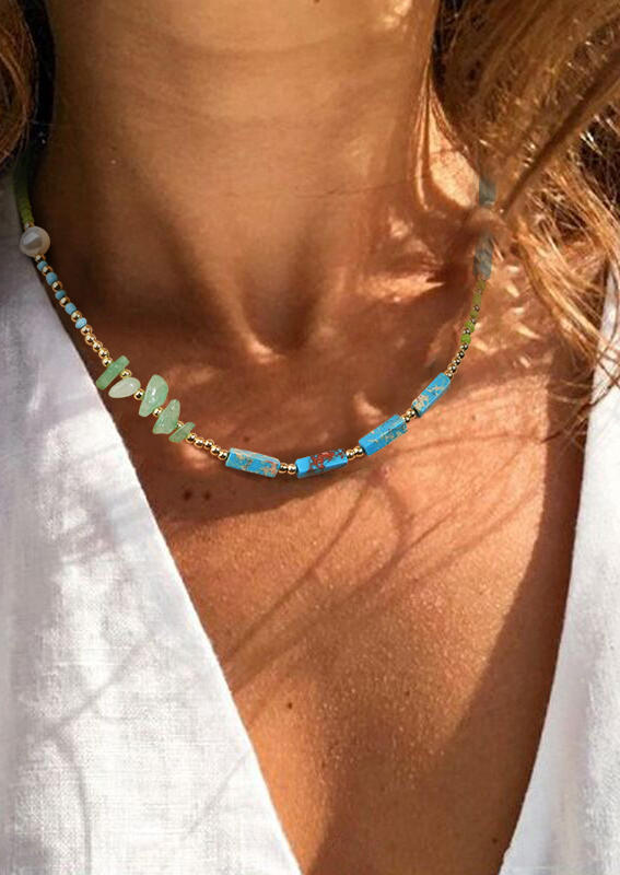 

Bohemian Beading Pearl Necklace, Green, 534229