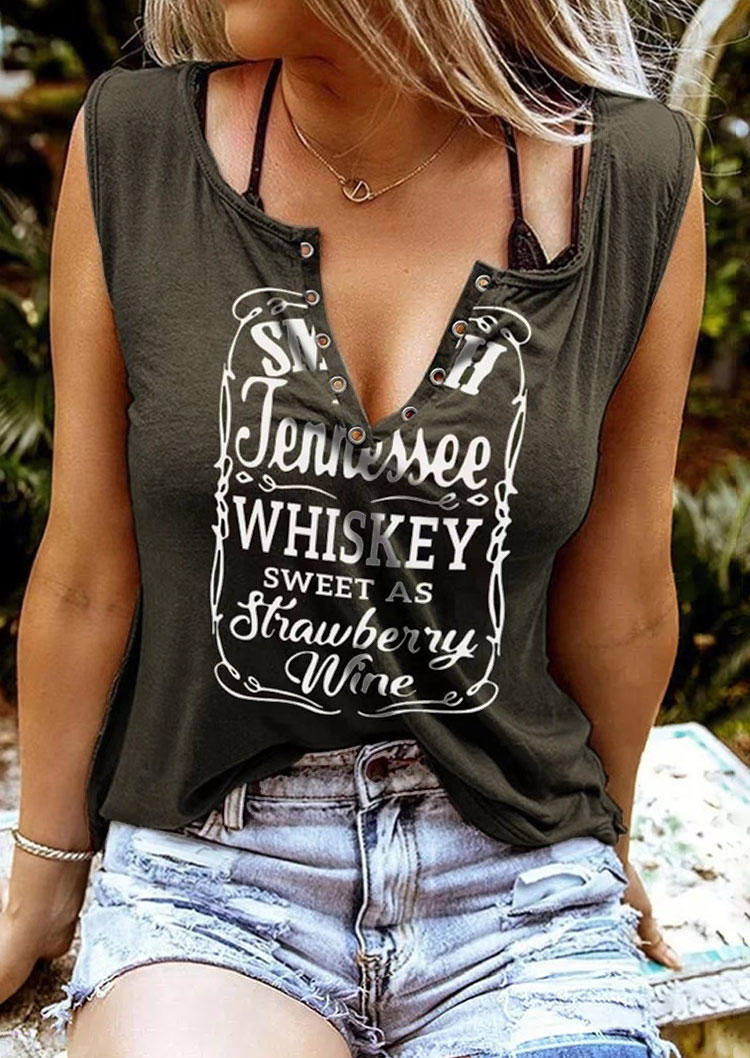 

Whiskey Sweet As Strawberry Wine Casual Tank - Army Green, 534363