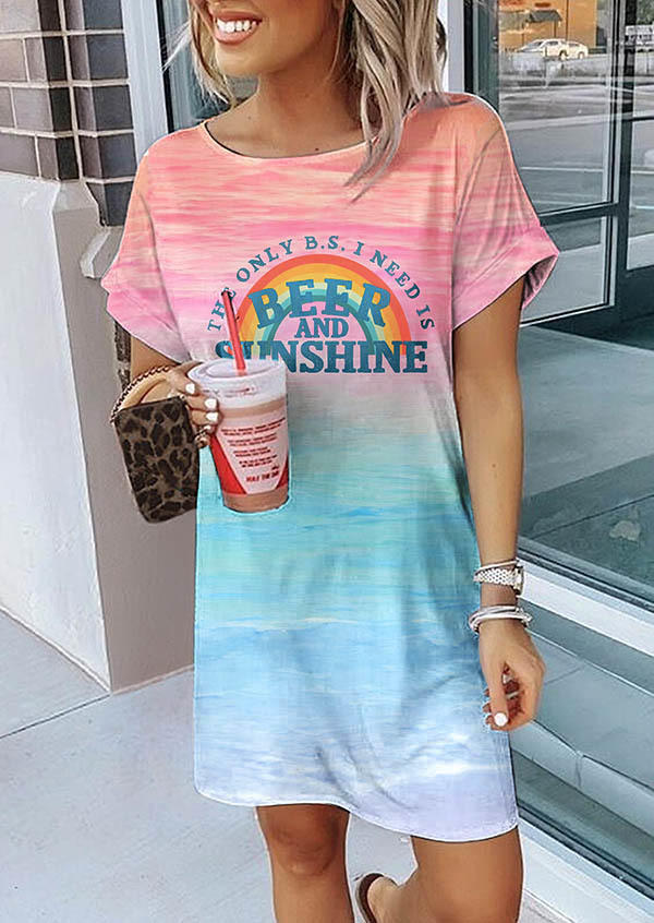 The Only B.S. I Need Is Beer And Sunshine Rainbow Mini Dress