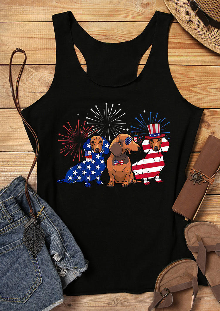 

Dachshund American Flag Racerback Tank - Black, 534048