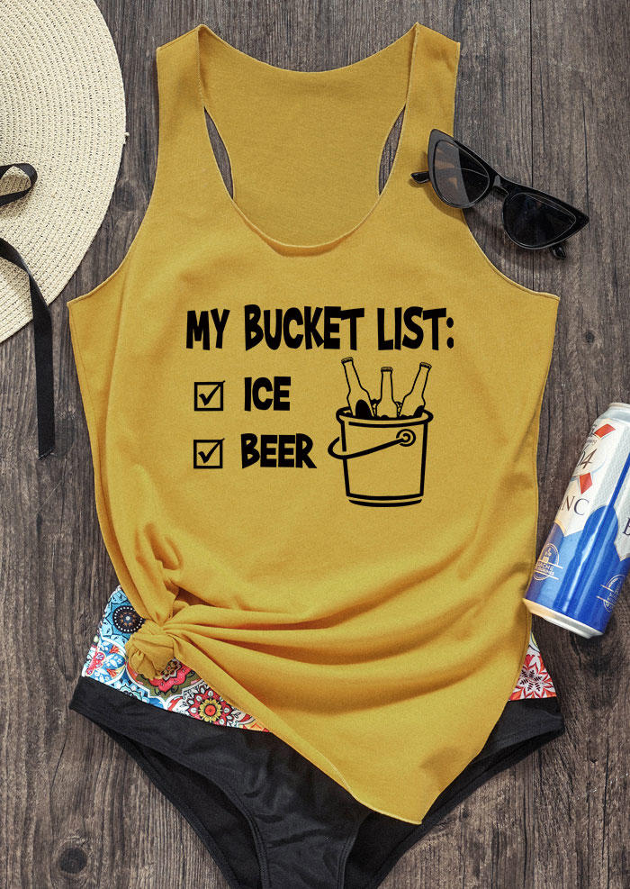 

My Bucket List Ice And Beer Racerback Tank - Yellow, 534140