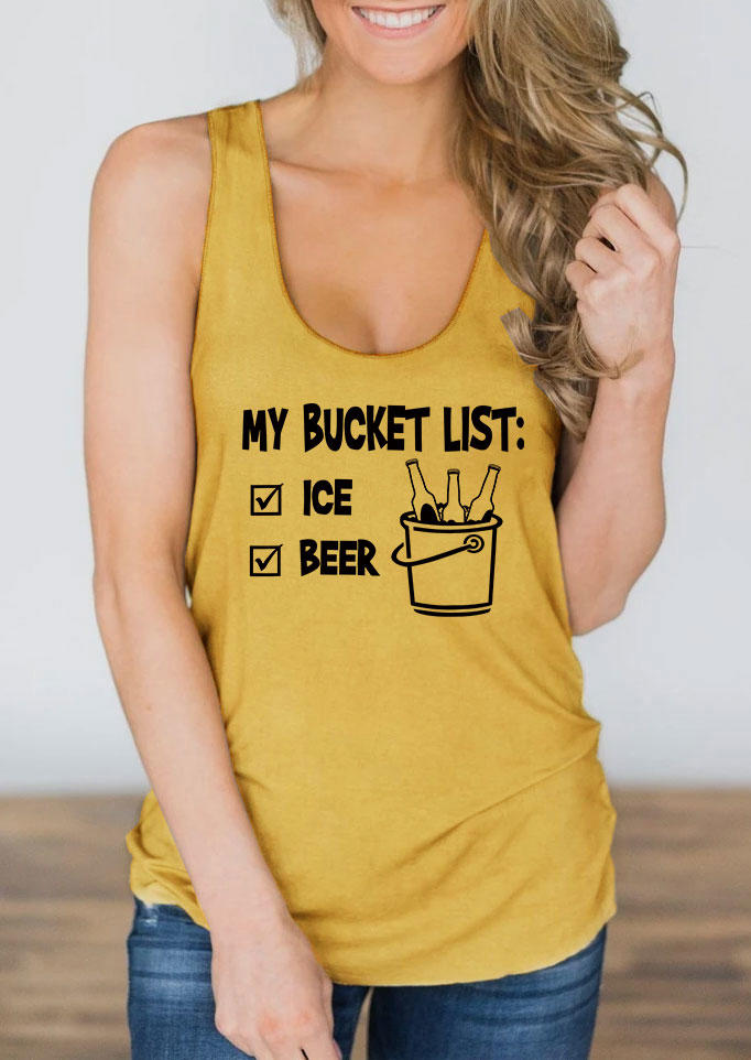 My Bucket List Ice And Beer Racerback Tank - Yellow
