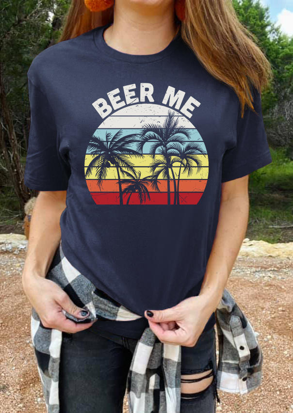 

Beer Me Coconut Tree T-Shirt Tee - Navy Blue, 534165