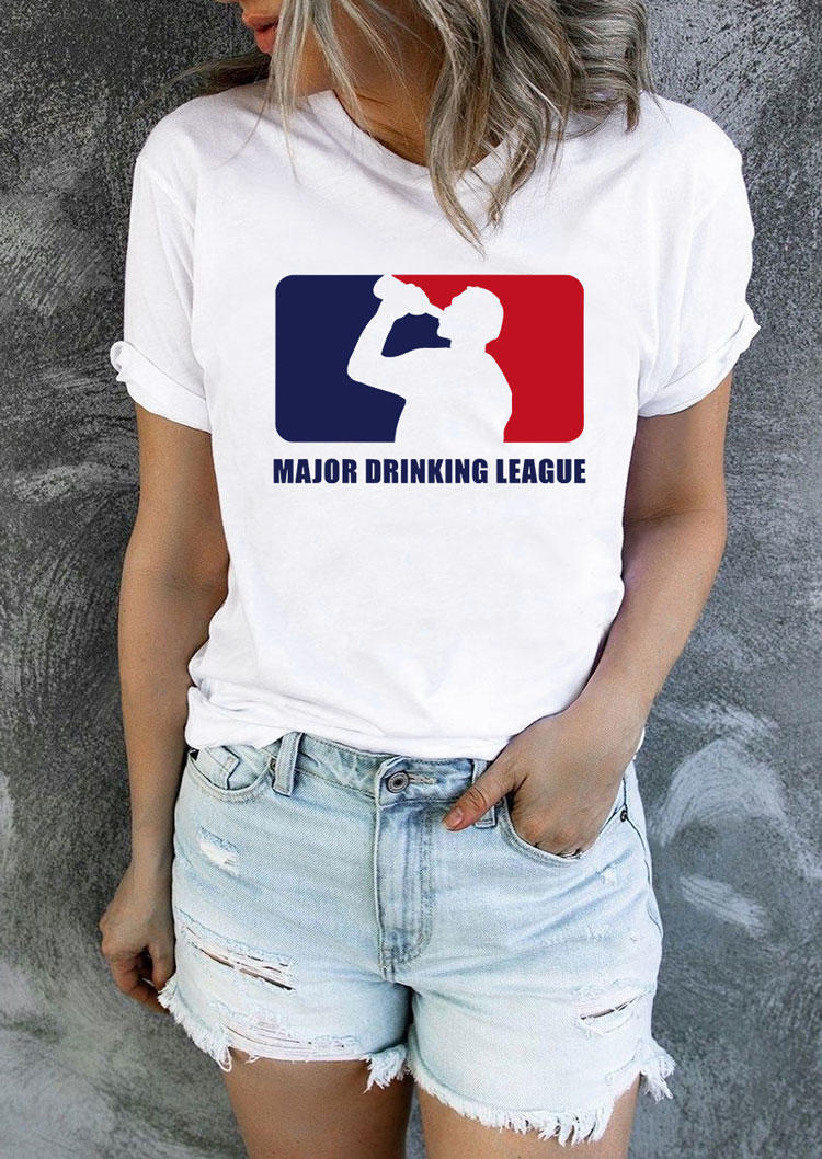 

Major Drinking League T-Shirt Tee - White, 534175