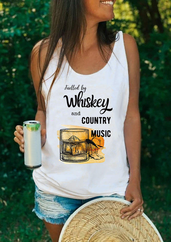 

Whiskey And Country Music Racerback Tank - White, 534269