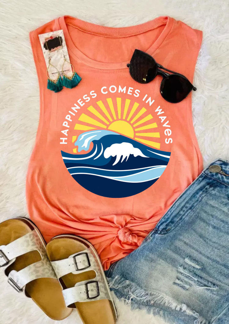 

Happiness Comes In Waves Tank - Orange, SCM001322
