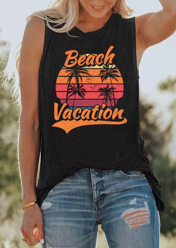 

Beach Vacation Coconut Tree Tank - Black, 533567