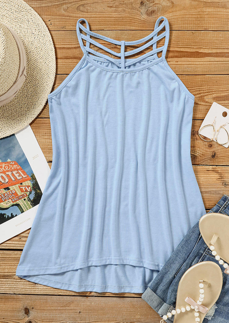 Hollow Out Casual Camisole - Light Blue